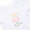Fins and Friends Applique Girl Top, White