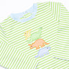 Dino Friends Applique Romper, Green Stripe