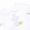 Sunday Gathering Applique Short Set, Blue