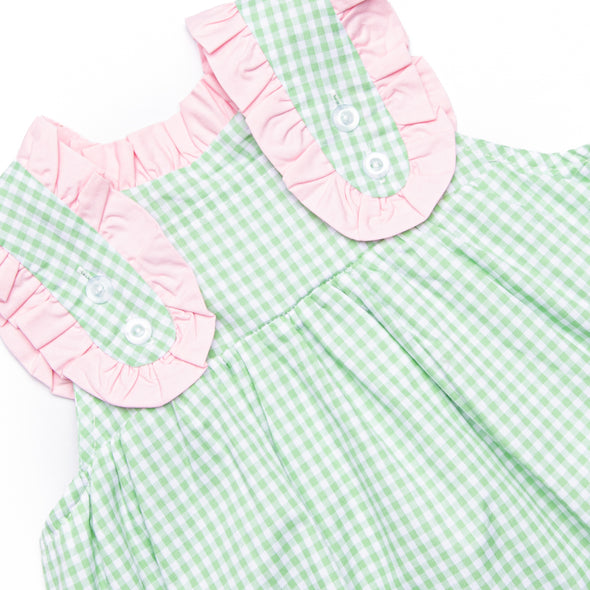 Charlotte Dress, Green Gingham