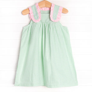 Charlotte Dress, Green Gingham