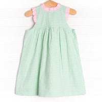 Charlotte Dress, Green Gingham