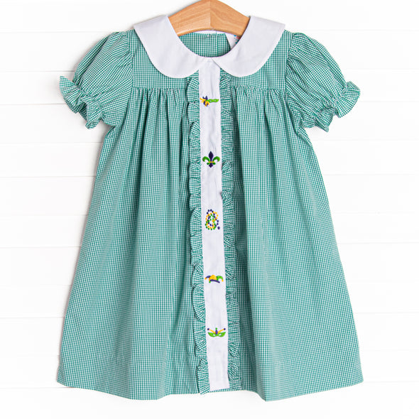 Let the Good Times Roll Embroidered Dress, Green