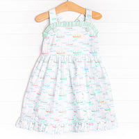 Sailor At Sea Ruffle Dress, Blue