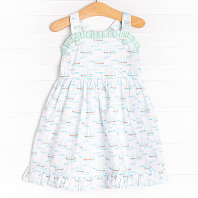 Sailor At Sea Ruffle Dress, Blue