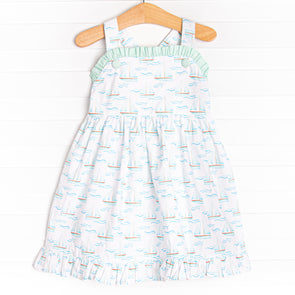 Sailor At Sea Ruffle Dress, Blue