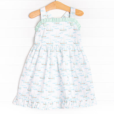 Sailor At Sea Ruffle Dress, Blue