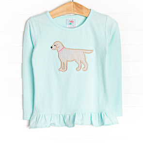 Girl's Best Friend Applique Ruffle Top, Mint
