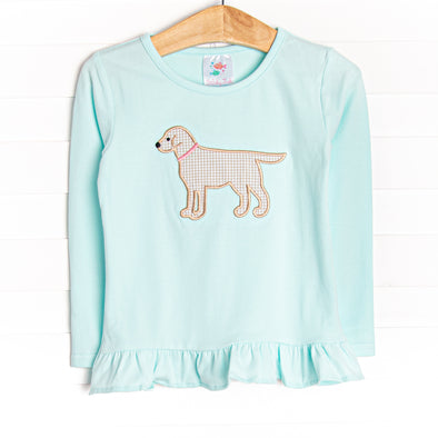 Girl's Best Friend Applique Ruffle Top, Mint