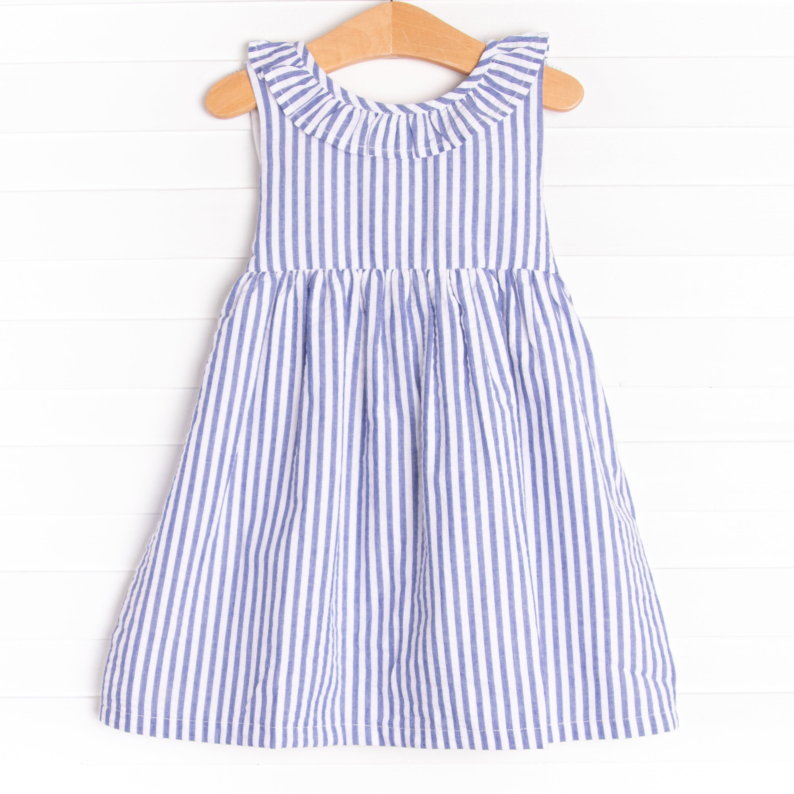 Sadie Seersucker Striped Dress, Blue Stitchy Fish Sadie Seersucker Striped Dress, Blue Stitchy Fish