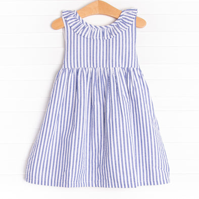 Sadie Seersucker Striped Dress, Blue Stitchy Fish Sadie Seersucker Striped Dress, Blue Stitchy Fish