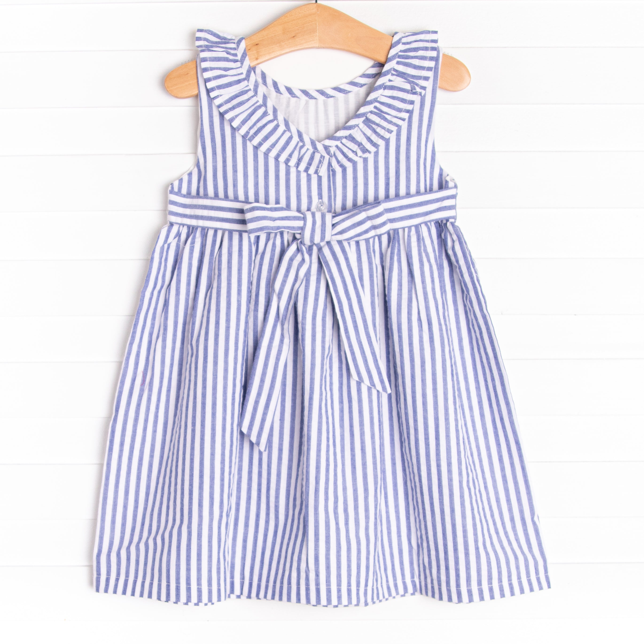 Sadie Seersucker Striped Dress, Blue Stitchy Fish Sadie Seersucker Striped Dress, Blue Stitchy Fish