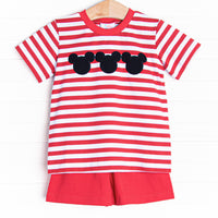 Mouse Ear Magic Applique Short Set, Red Stripe