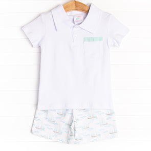 Sailor At Sea Short Set, Blue