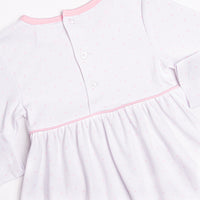 Ella Long Sleeve Pima Dress, Pink Bitty Dot