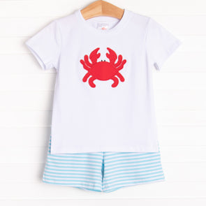 Cutest Crab Short Set Boy, Blue