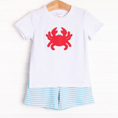 Cutest Crab Short Set Boy, Blue