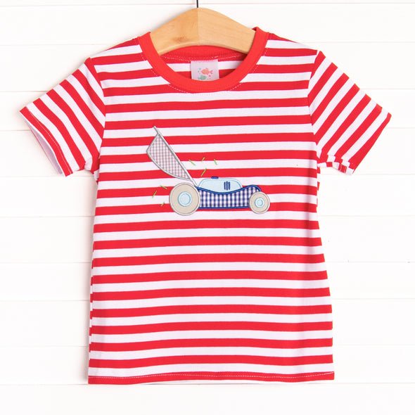 Get Mowin' Applique Top, Red Stripe