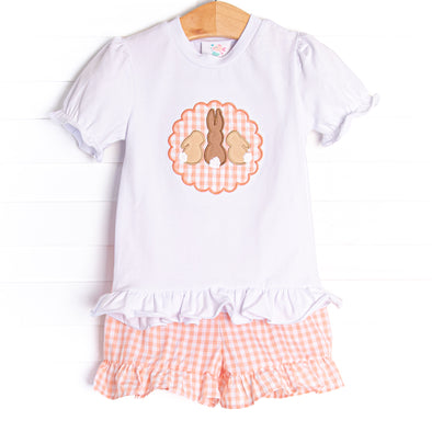 Bunny Bop Applique Ruffle Short Set, Pink