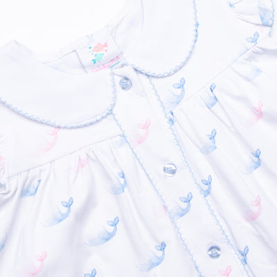 Watercolor Whales Dress, Blue