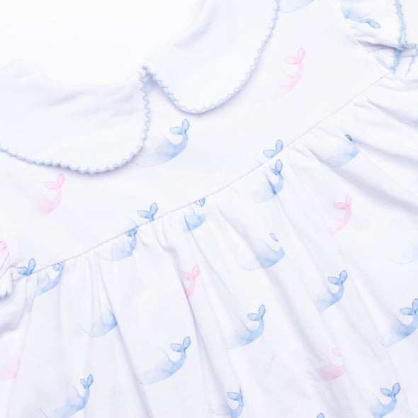 Watercolor Whales Dress, Blue