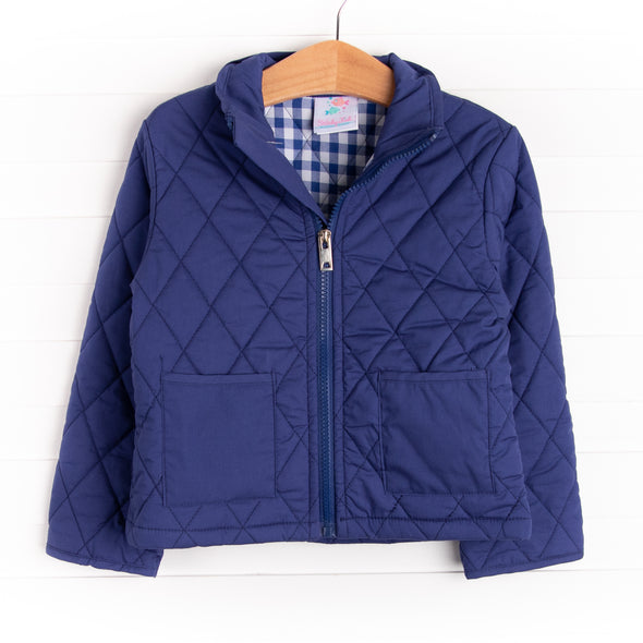 Quilted Coat, Navy