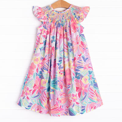 Blossom Buddies Smocked Dress, Purple