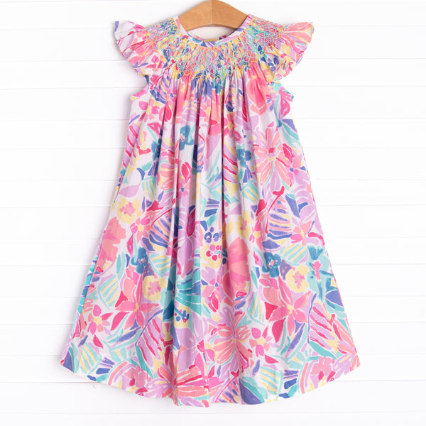 Blossom Buddies Smocked Dress, Purple