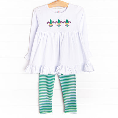 Fleur De Fun Applique Legging Set, Green