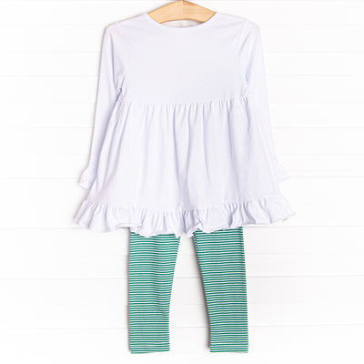 Fleur De Fun Applique Legging Set, Green