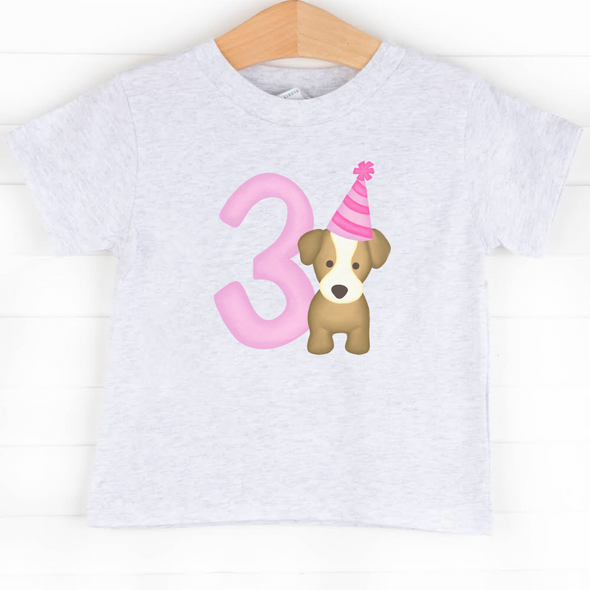 Party Pup 3rd Birthday, Girls Graphic Tee