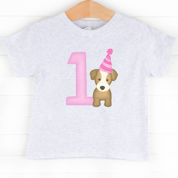 Party Pup 1st Birthday, Girls Graphic Tee