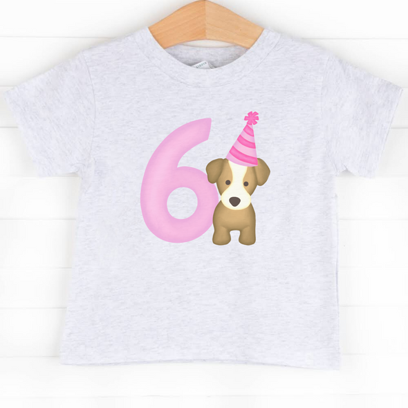 Party Pup 6th Birthday, Girls Graphic Tee