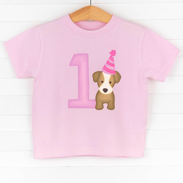 Party Pup 1st Birthday, Girls Graphic Tee