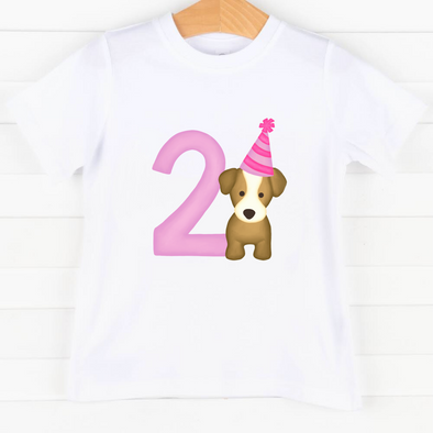 Party Pup 2nd Birthday, Girls Graphic Tee