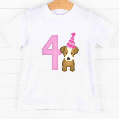 Party Pup 4th Birthday, Girls Graphic Tee