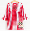 Rudy Reindeer Applique Dress, Red Stripe