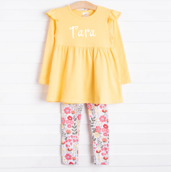 Tara Floral Tunic Set, Yellow