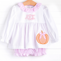Autumn Festival Applique Bloomer Set, White