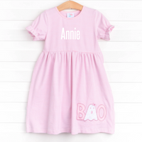 Boo! Applique Dress, Pink