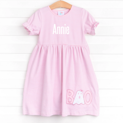 Boo! Applique Dress, Pink