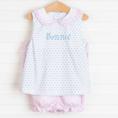 Bonnie Blue Dot Bloomer Set, Blue