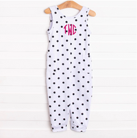 Darling Dots Long Romper, Black Dots