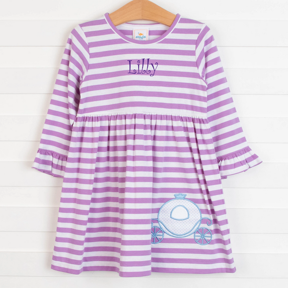 Carriage Cutie Applique Dress, Purple