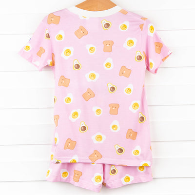 Brunch Club Bamboo Pajama Short Set, Pink
