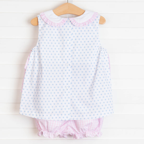 Bonnie Blue Dot Bloomer Set, Blue
