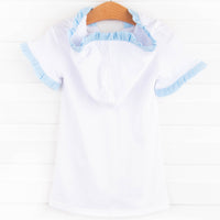 Hooded Swim Cover Up, Blue Ruffles