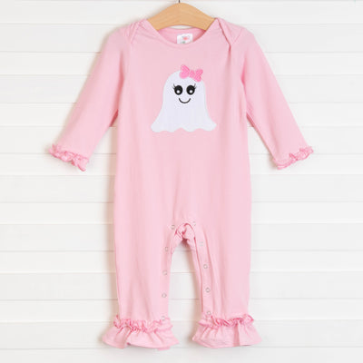 Ghoul Friend Applique Romper, Pink