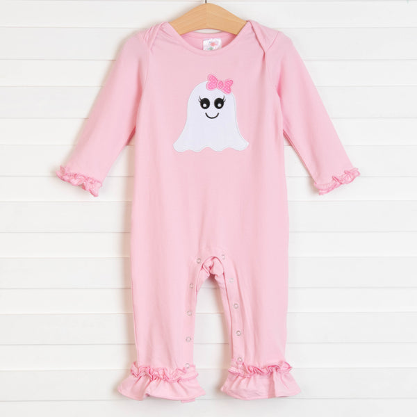 Ghoul Friend Applique Romper, Pink