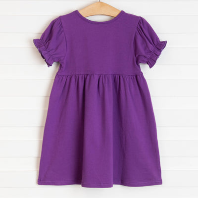 Spooky Spider Applique Dress, Purple